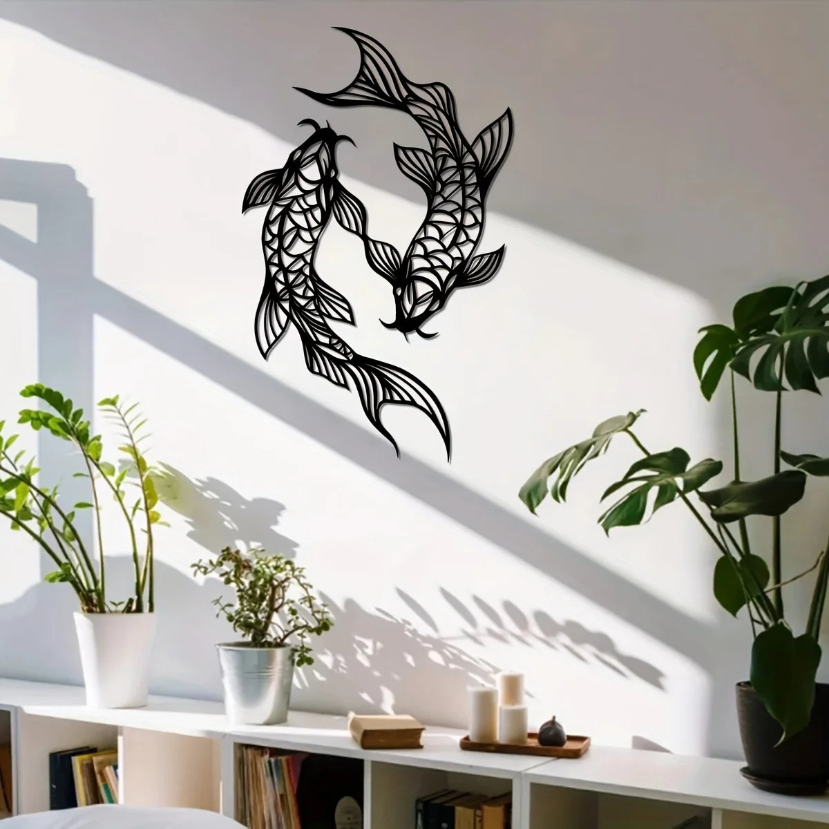 Minimalist Metal Koi Fish Wall Art
