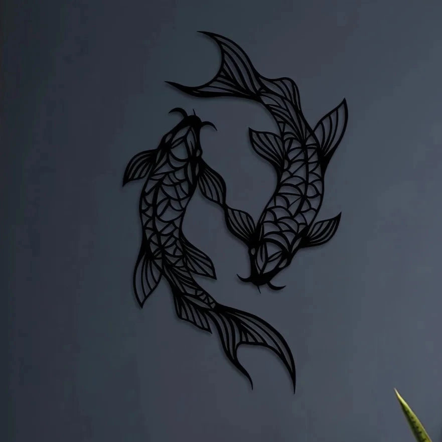 Minimalist Metal Koi Fish Wall Art