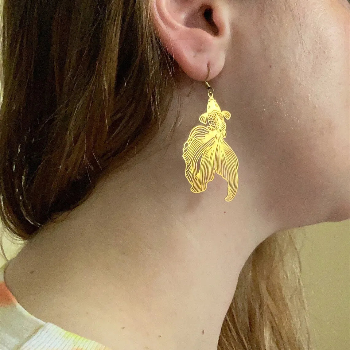 Metal Koi Earrings