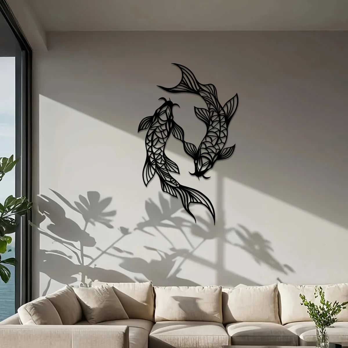 Minimalist Metal Koi Fish Wall Art