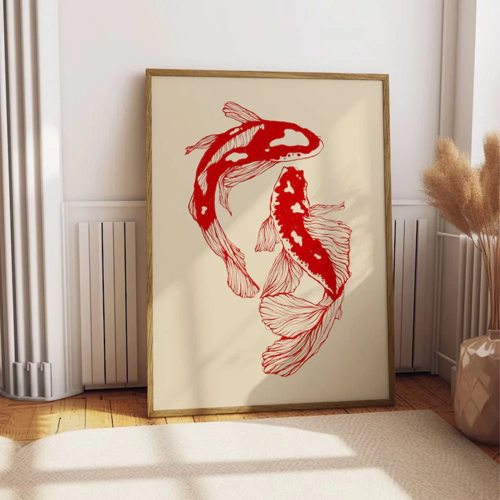 Vintage Koi Framed