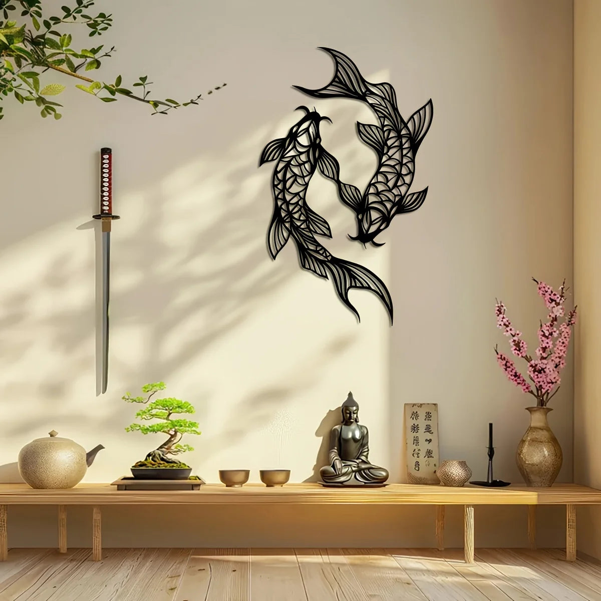 Minimalist Metal Koi Fish Wall Art