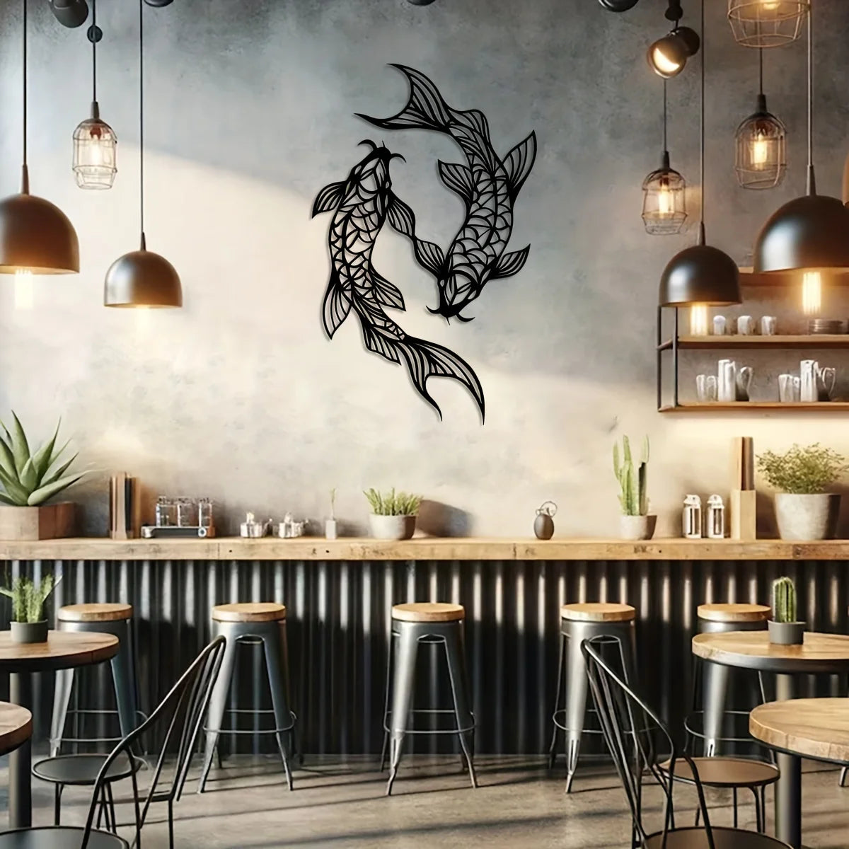 Minimalist Metal Koi Fish Wall Art
