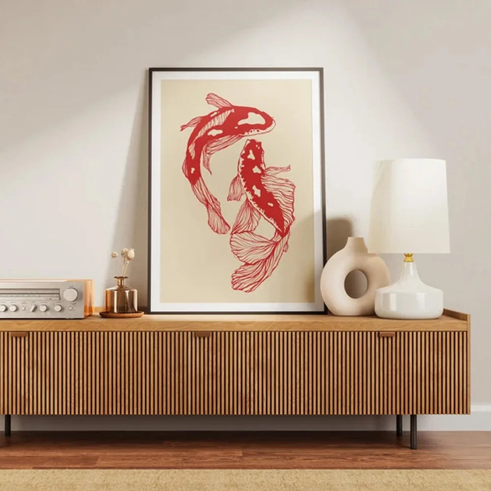 Vintage Koi Framed