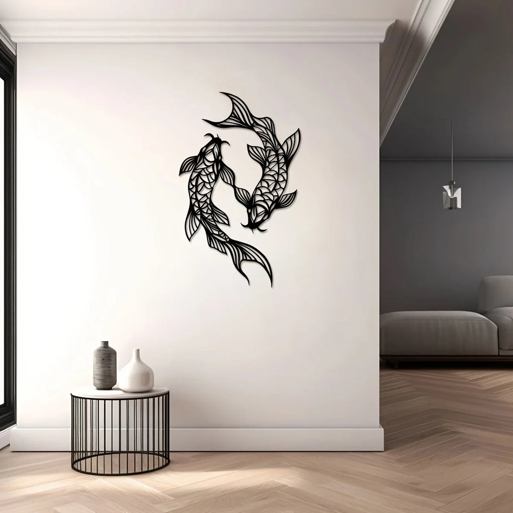 Minimalist Metal Koi Fish Wall Art