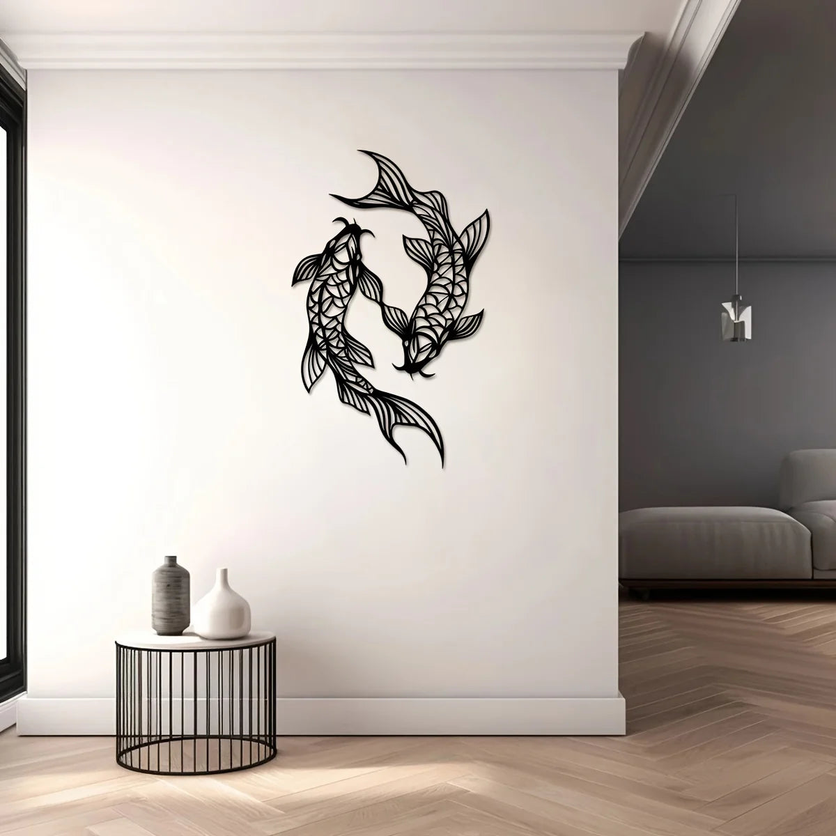 Minimalist Metal Koi Fish Wall Art