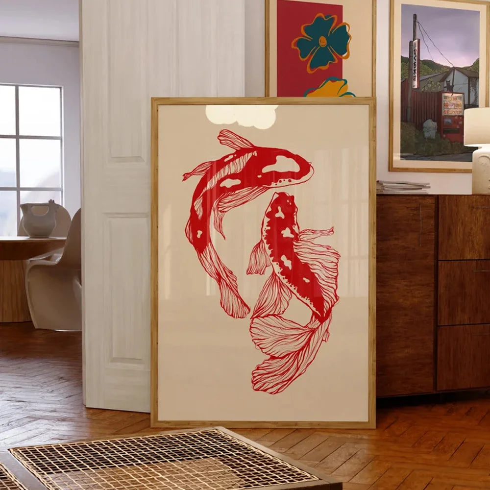 Vintage Koi Framed
