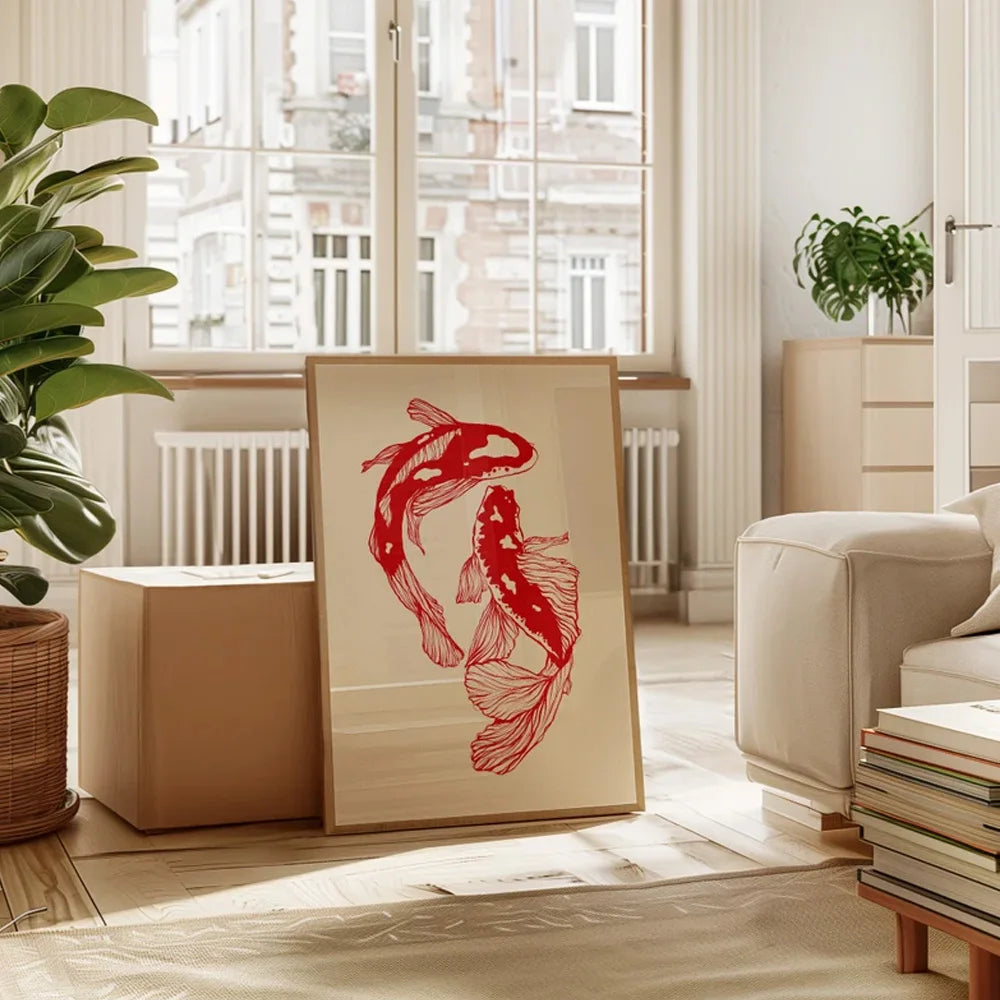 Vintage Koi Framed