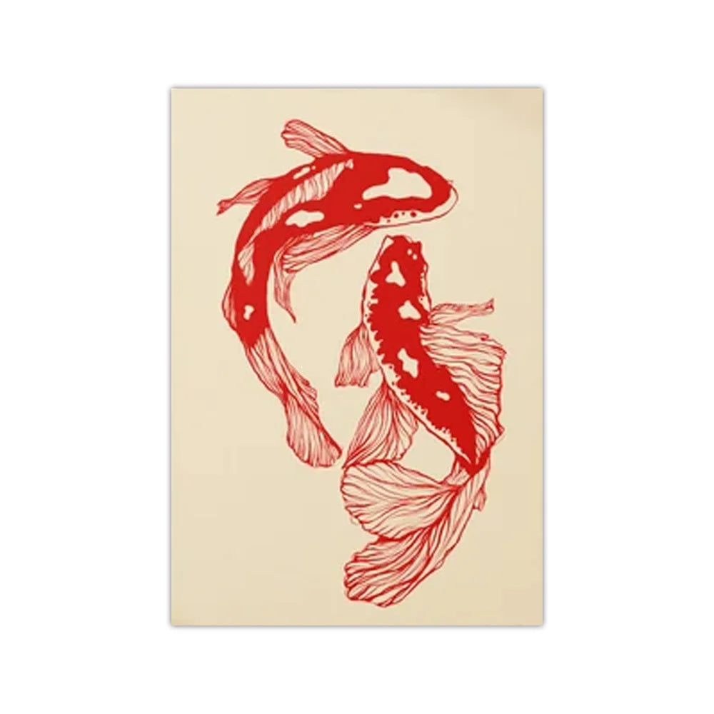 Vintage Koi Framed