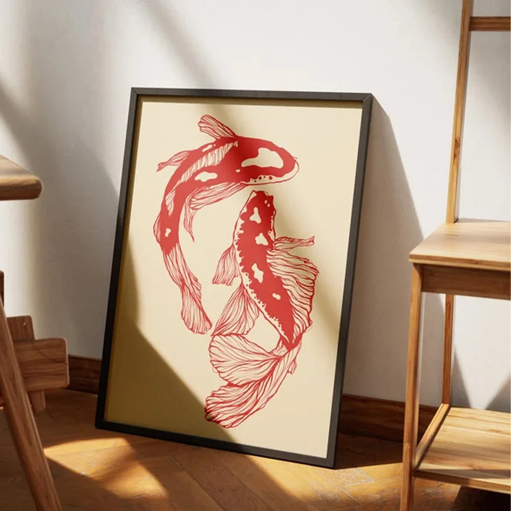 Vintage Koi Framed