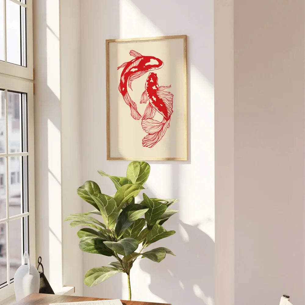 Vintage Koi Framed